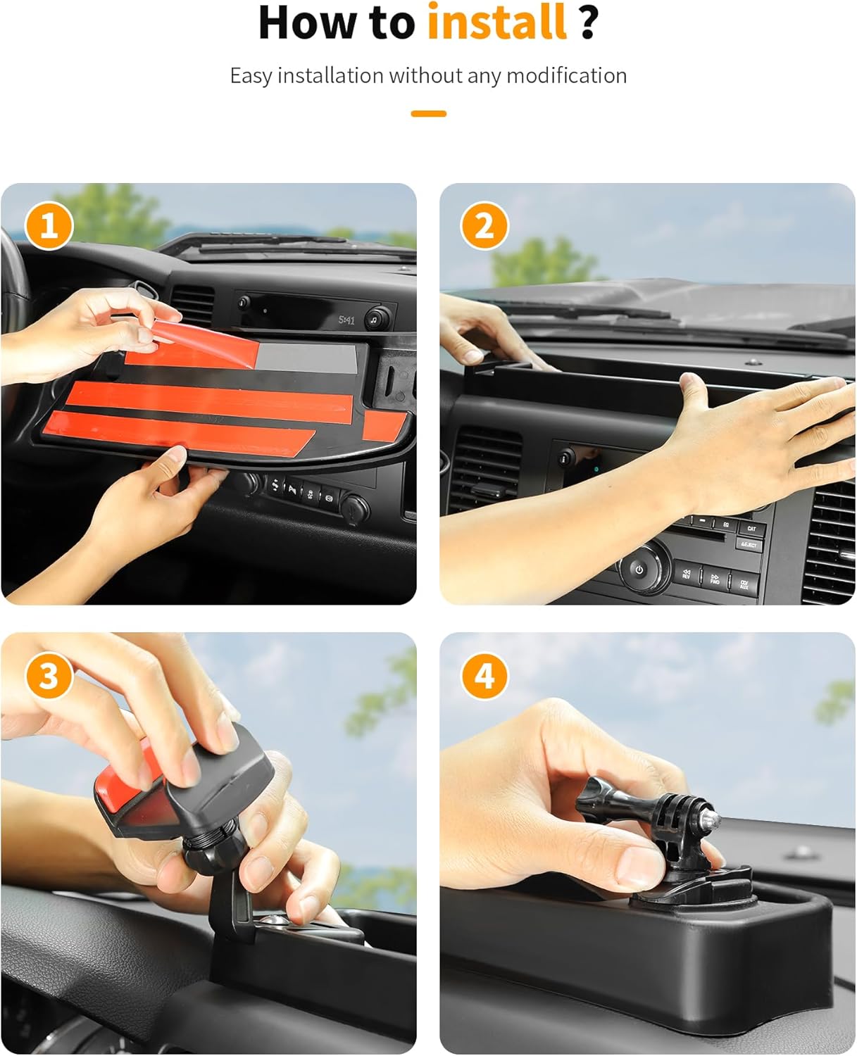 Hoolcar Dash Mount Cell Phone Holder Center Console Dash Tray Dashboard Storage Box Organizer Compatible with Chevrolet Silverado 2007-2013, Interior Accessories