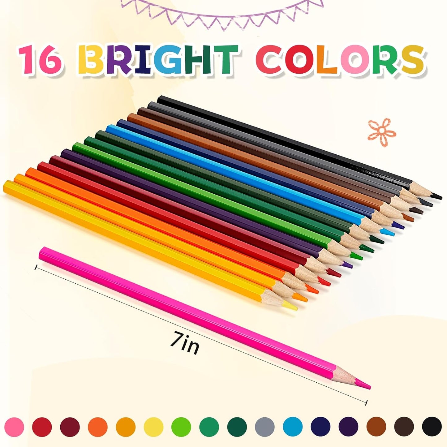 384 Count Colored Pencils Bulk, 16 Assorted Colors, Pre-sharpened Coloring Pencils Set for Kids and Adult, Teachers Essential Classroom Prizes, Back to School Supplies