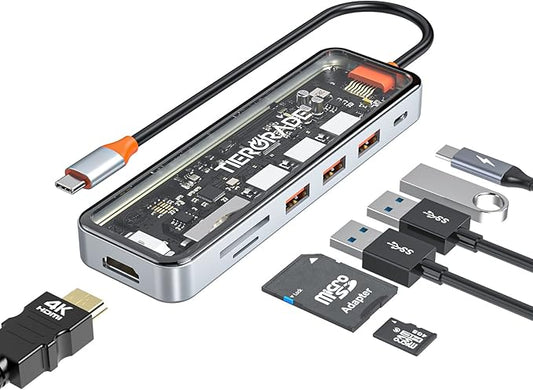 Tiergrade USB C Hub, 7 in 1 USB C to HDMI Multiport Adapter with HDMI, 100W PD, 3 USB-A 5 Gbps, TF/SD Card Reader, USB C Dock for MacBook Air/Pro, XPS, and More Type-C Device