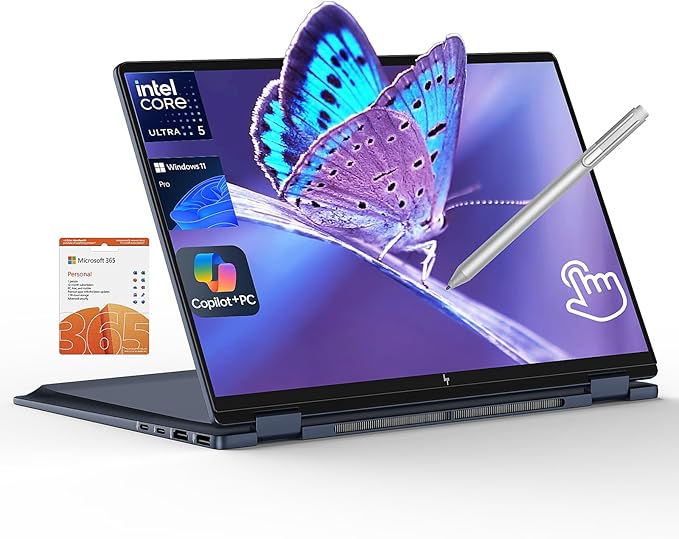 HP Omnibook X Flip 2 in 1 14’’ 2K Touchscreen Laptop, Convertible Laptop 16GB DDR5 RAM 2TB SSD, Intel Core Ultra 5 226V, Intel Arc GPU, Thunderbolt 4, Windows 11 Pro, Office 365 with Microsoft Pen