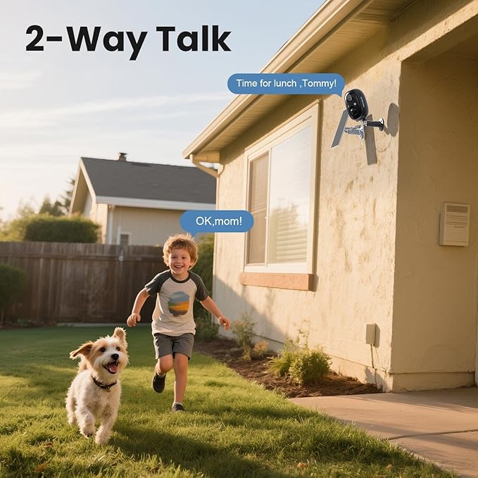 Security Cameras Wireless Outdoor, 2.4GHz WiFi Camera Outdoor Wireless, 2K Cameras for Home Security with Solar Panel, Motion Detection, Works with Alexa & Google Home, Color Night Vision, 2-Way Talk