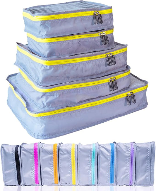 MUMI Packing Cubes – 5-Piece Compression Packing Cubes for Travel, Luggage Organizers for Suitcases, Carry-On Bags, Backpacks, and Duffel Bags – Space-Saving Travel Essentials - Yellow