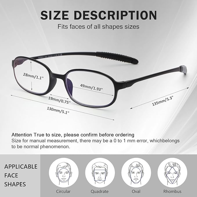 AQWANO 4 Pack Blue Light Blocking Reading Glasses for Men Women, Half Lens Computer Readers, Durable Lightweight TR90 Flexible Frame Eyeglasses Anti Eyestrain (250)