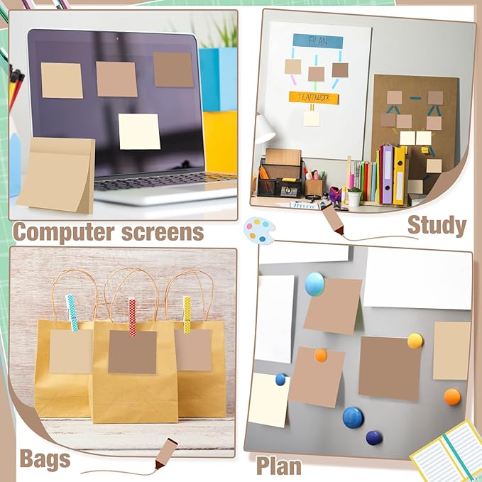 Fainne 60 Pack Sticky Notes Bulk Back to School Supplies Self Stick Note Pads Paper Memo for Office First Day of School Student Teacher Essentials (3x3inch,Vintage Colors)