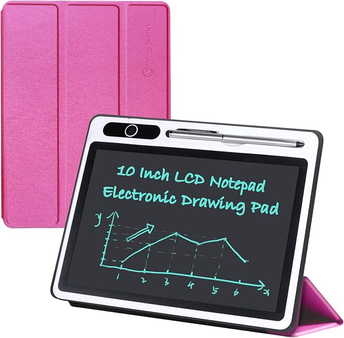 LCD Writing Tablet 10 inch Electronic Handwriting Pad Doodle Board with Leather Protective Case Christmas Birthday Gifts for Adults at Home Business Office(Pink)
