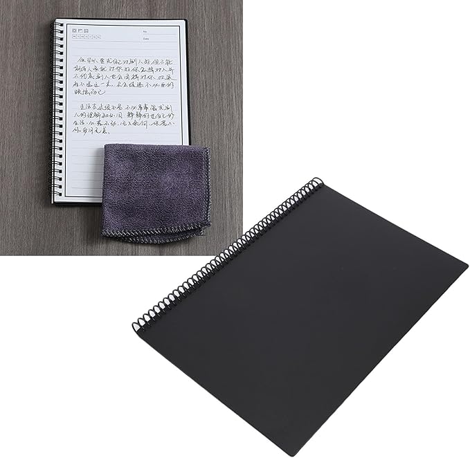 Jectse Reusable Smart Notebook, Black 180x255mm, App Connected, Reusable Paper, Spiral Bound, Dotted and Lined Pages, Efficient Note Taking, Upload to, PDF Scan