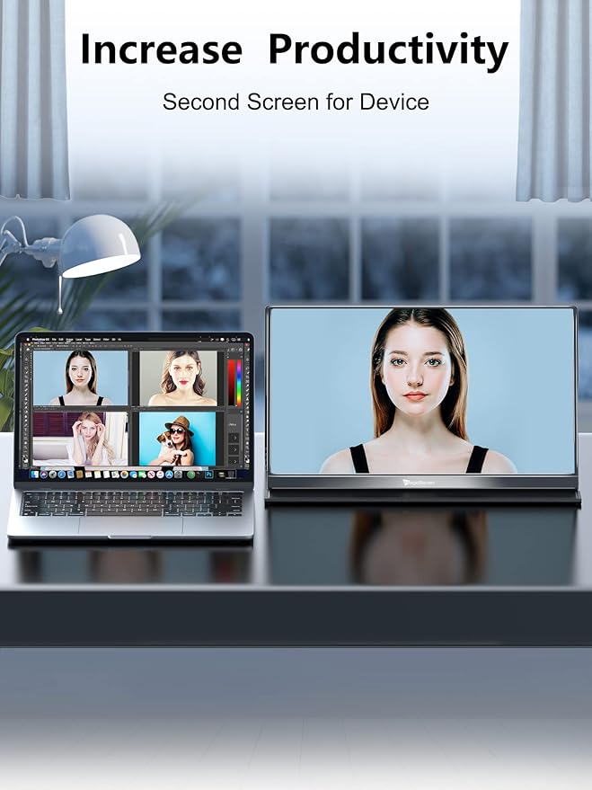 2.5K Portable Monitor, 17.3" QHD IPS Laptop Screen, VESA USB C HDMI Second Computer Gaming Display with 2 Speakers, Travel Monitor for MacBook Phone PS4/5 PC Phone Xbox Switch