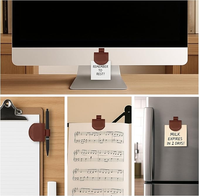 Magnetic Pen Loop Holder, Pencil Holder for Notebooks, Journals, Calendars, PU Leather 3 Pack