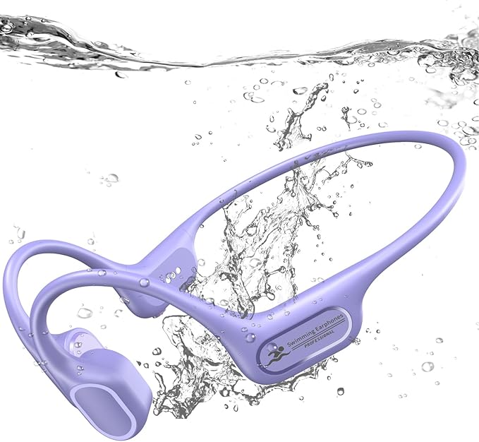 Bone Conduction Bluetooth Headphones-SurfAudio, IP68 Waterproof Swimming Headphones with 32GB MP3 Player, Lightweight Open Ear Design for Swimming/Surfing/Marathon/Cycling(Aqua)