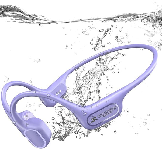 Bone Conduction Bluetooth Headphones-SurfAudio, IP68 Waterproof Swimming Headphones with 32GB MP3 Player, Lightweight Open Ear Design for Swimming/Surfing/Marathon/Cycling(Aqua)