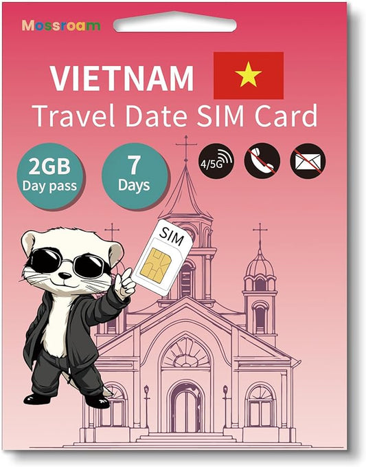 Vietnam Data SIM Card,2GB High-Speed 5G/4G LTE,for 7 Days - Prepaid, No Hidden Fees - Ideal for Tourists, Digital Nomads & Business Trips