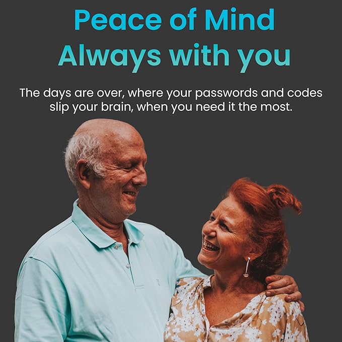 Password Keeper (150 Codes – 60 Characters Each) - Low Tech Electronic PIN Code & Password Organizer (Credit Card Size 3.370 in x 2.125 in) The Password Journal Device fits in Your Wallet