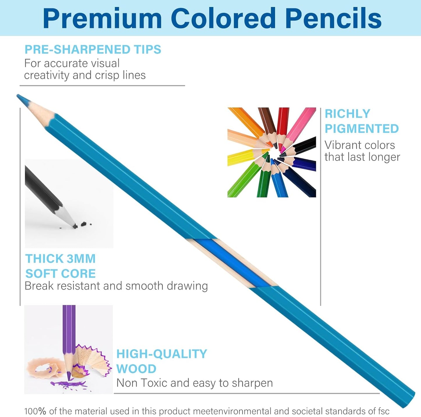 V-Opitos 48 Pack Colored Pencils Set, Pre-sharpened Coloring Pencils for Kids Beginners, Colored Pencils for Adult Coloring Books, Ideal Art Supplies for Sketching, Coloring & Painting