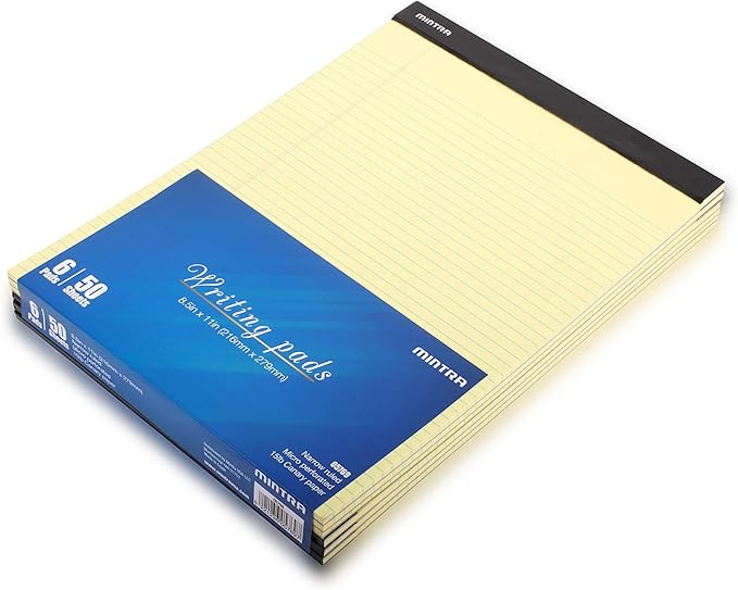 Mintra Office Legal Pads, ((xBasic, 8.5in x 11in, Narrow (Canary)