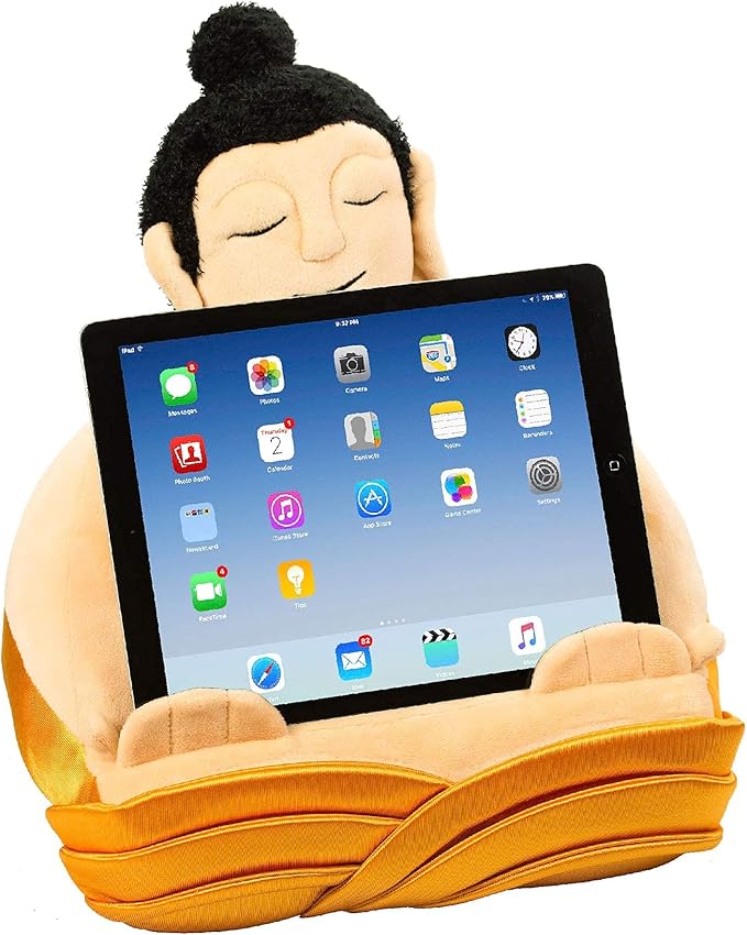 Book Buddha iPad Stand, Tablet Stand and Book Holder, Reading Pillow Cushion in Bed at Home Travel, Lap Rest Support, Gift Idea Compatible with eReader/Kindle/Smartphone