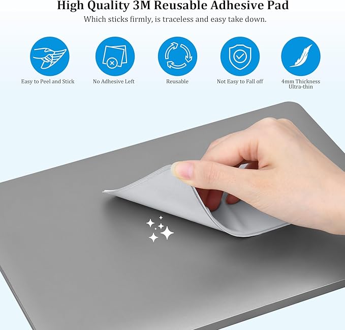 Lacdo Portable Hard Drive Sleeve for Laptop, 2-Pocket Stick on Pouch with Reusable Adhesive, for San Disk, Samsung, Crucial External Solid State Drive SSD Hard Drive Carrying Case Organizer, Gray