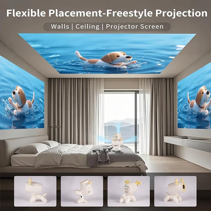 Mini Projector with WiFi and Bluetooth - Portable Outdoor Projector for Home Theater, Supports HDMI/USB Ideal for Movies and Gaming