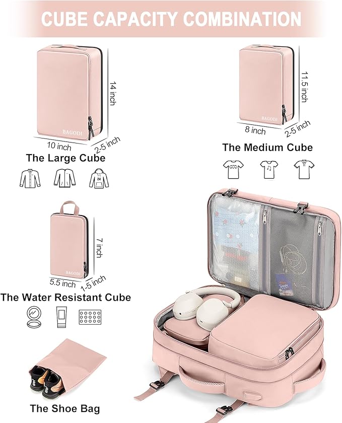 Carry On Backpack, 42L Flight Approved Travel Backpack for Men Women,Airline Approved Gym Backpack Waterproof Business Laptop Daypack Laptop Backpack,Casual Daypack for Business Weekend Hiking