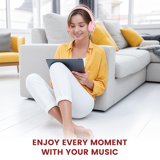 USB C Headphones Wired, Over Ear USB C Wired Headphones with Microphone, Volume Control, HD Stereo Sound, Foldable USB Type C Headphones for Adult/Teens/Chromebook/Laptop/Computer/iPhone,Pink