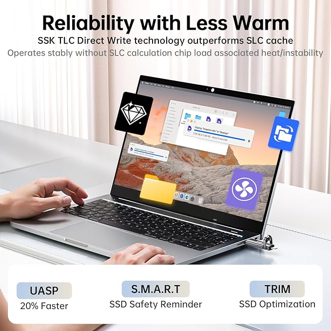 SSK 512GB USB Solid State Flash Drive, External SSD Up to 1000MB/s, Dual Port USB 3.2 Type-C/A, Portable SSD in Zinc Alloy Thumb Drive Stick for iPhone 15/16 Pro, Mac, PC, Android OTG Storage