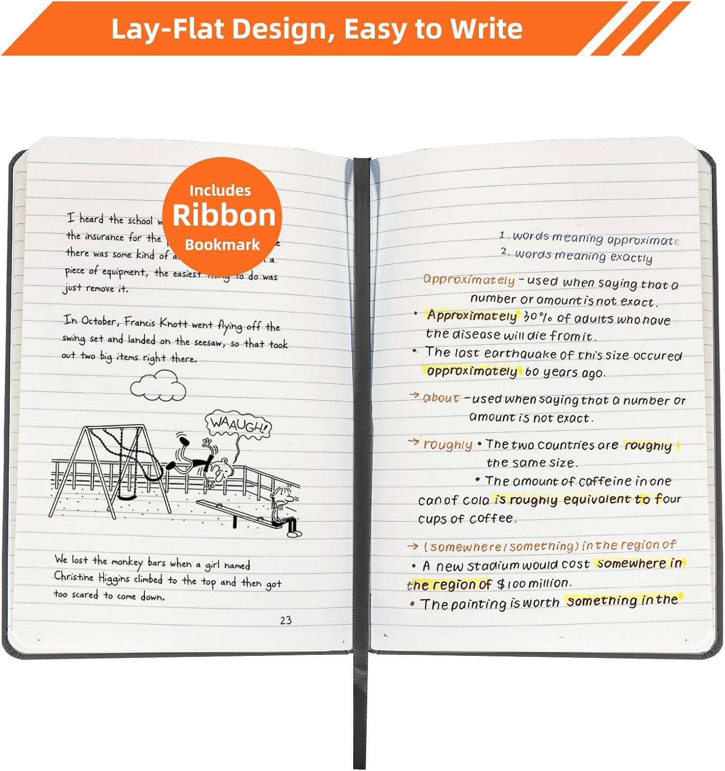 BOSSAND Lined Journal Notebooks, 6 Pack A5 Journals for Writing, 200 Pages 100 GSM Thick College Ruled Paper, Hardcover, 8.25 inches x 5.75 inches, Black