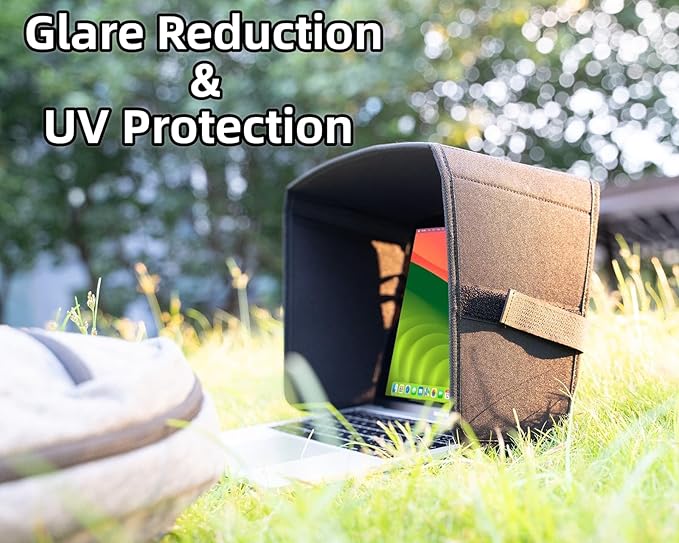 TT TYTX Laptop Sun Shade for Outdoor Work, Light Weight Computer Privacy Hood & Glare Shield, Foldable Shield Cover, L(Most 15-16" Laptop)