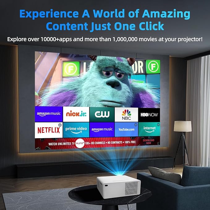 [Licensed and Autofocus]4K Smart Projector,Projector with WiFi and Bluetooth, 1200 ANSI lumens, Autofocus，Dolby Audio,Portable Smart Projector,Outdoor Projectors HDR10+