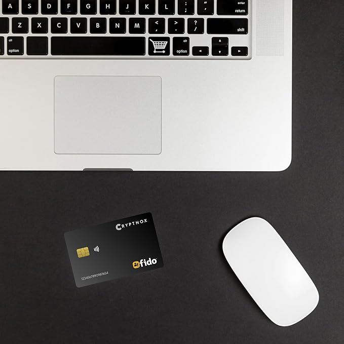 FIDO2 Security Key, Two Factor Authentication (2FA) NFC Security Key, Connect via NFC for Microsoft, Apple, Google, Facebook, Dropbox, Mifare DESFire, Convenient Card Format, FIDO Certified