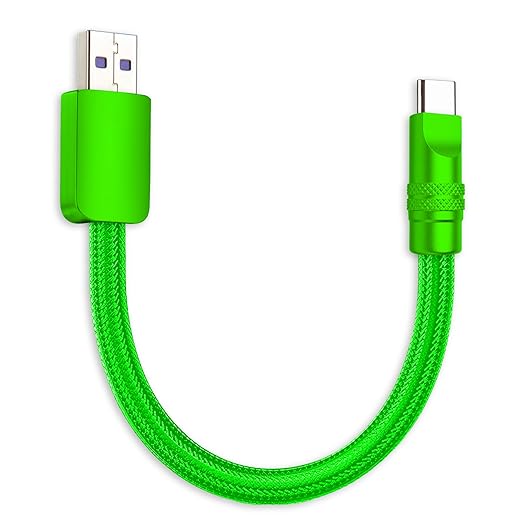 chubbycable Cute Chubby 120W Short USB C Cable Power Bank Fast Charging Cable Nylon Braided Charger Cord Compatible with iPhone 17-15 Series iPad, Green+Green, USB-A to Type-C, 0.82FT