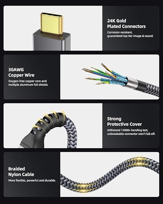 Maxonar 16.5FT Long Thunderbolt 4 Cable with 20Gbps Data Sync/100W Charging and 4K@60Hz for Thunderbolt 4/3, USB4, and USB C Devices