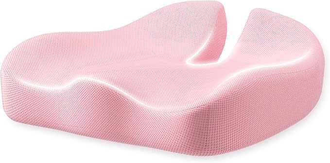 Seat Cushion, Extra Large Memory Foam Cushion for Office Chair Cushions, Ergonomic Cushions Pad Pillow for Pressure Relief Sciatica & Pain Relief for Long Sitting, Pink
