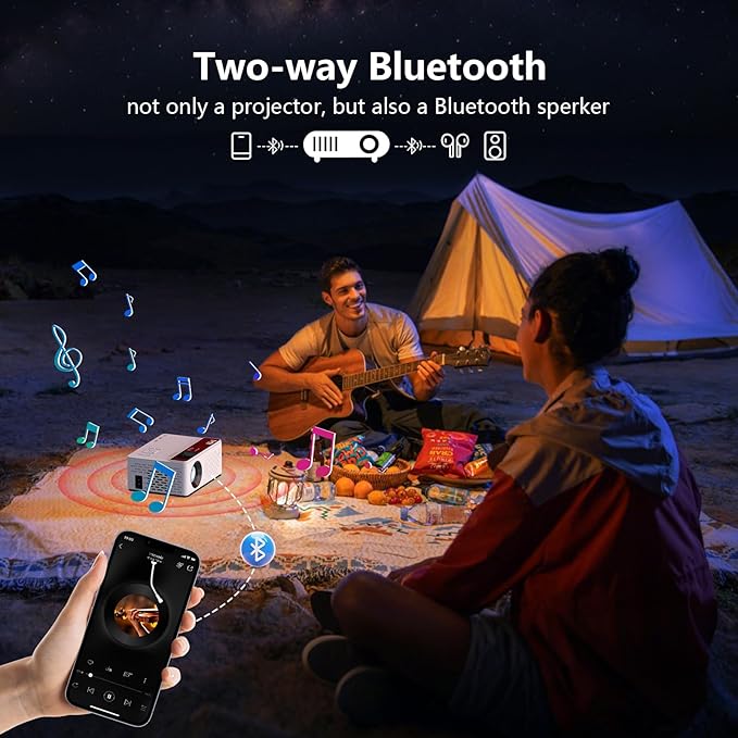 TMY Netflix-Officially-Licensed Mini Movie Projector with WiFi and Bluetooth, Compatible with TV Stick Smartphone/HDMI/USB, Indoor & Outdoor Use