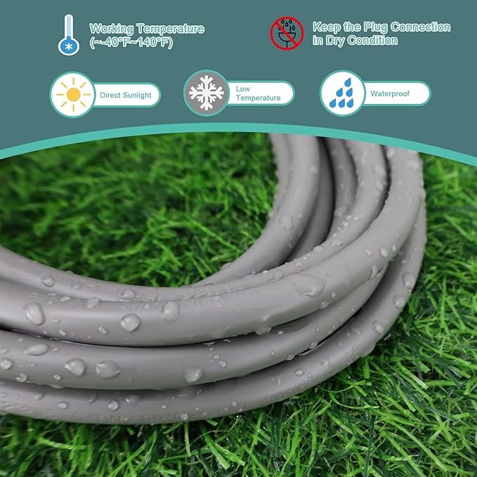 8 Ft Outdoor Extension Cord - 12/3 SJTW Heavy Duty Grey Extension Cable with 3 Prong Grounded Plug - Power Cord for Lawn, Garden, Appliances