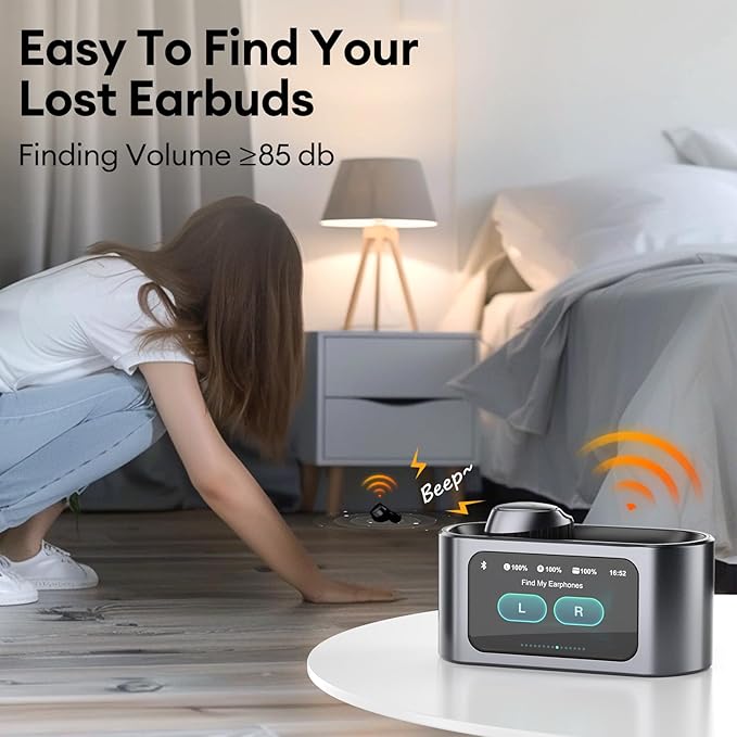 PAXA Wireless Earbuds with Touch Screen Headphones Bluetooth 5.4 Ear Bud IPX4 Light Weight in Ear Earbuds Comfortable Fit Deep Bass Stereo 5 EQ Modes ENC Clear Call for Android/iOS(Black)