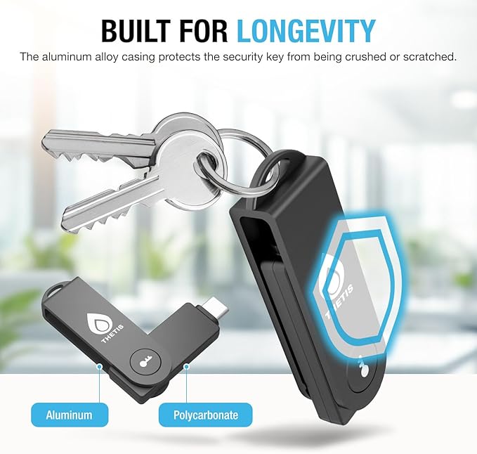 Thetis Pro-C FIDO2 Security Key Passkey Device with USB C & NFC, TOTP/HOTP Authenticator APP, FIDO 2.0 Two Factor Authentication 2FA MFA, Works with Windows/macOS/Linux/Gmail/Facebook/Dropbox/GitHub