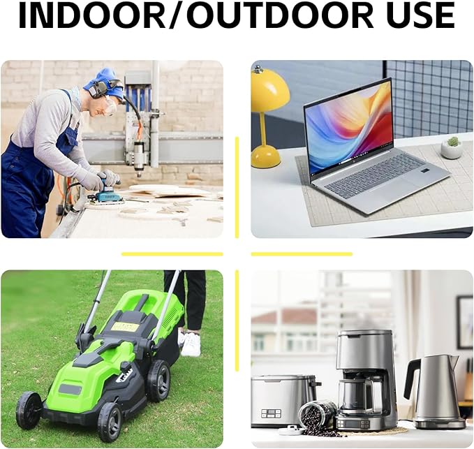 EP 50 ft Lighted Outdoor Extension Cord - 12/3 SJTW Heavy Duty Yellow Extension Cable with 3 Prong Grounded Plug - 15AMP Power Cord for Lawn, Garden, Appliances