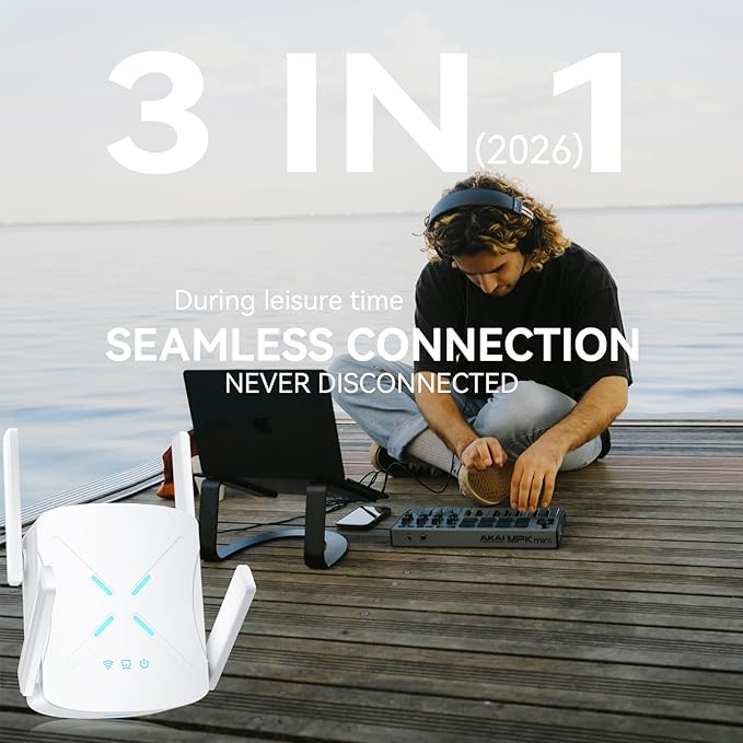 2026 WiFi Extender Signal Booster, 10X Faster WiFi 6 Extender, 18899 sq.ft. Internet Repeater for Home, Dual-Band Network Extender, Wireless Router Signal Amplifier w/Gigabit Ethernet Port, Easy Setup