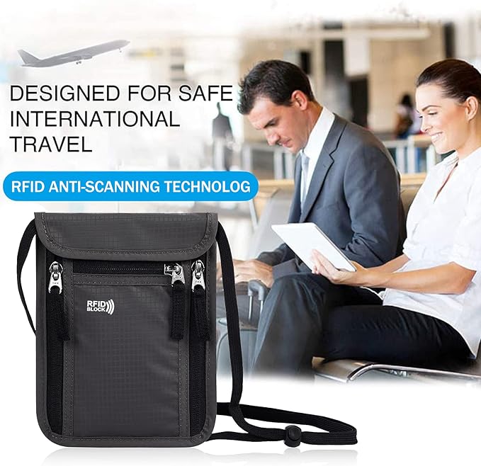 Travel Pouch Neck Wallet Family Passport Holder Organizer Case with RFID Blocking