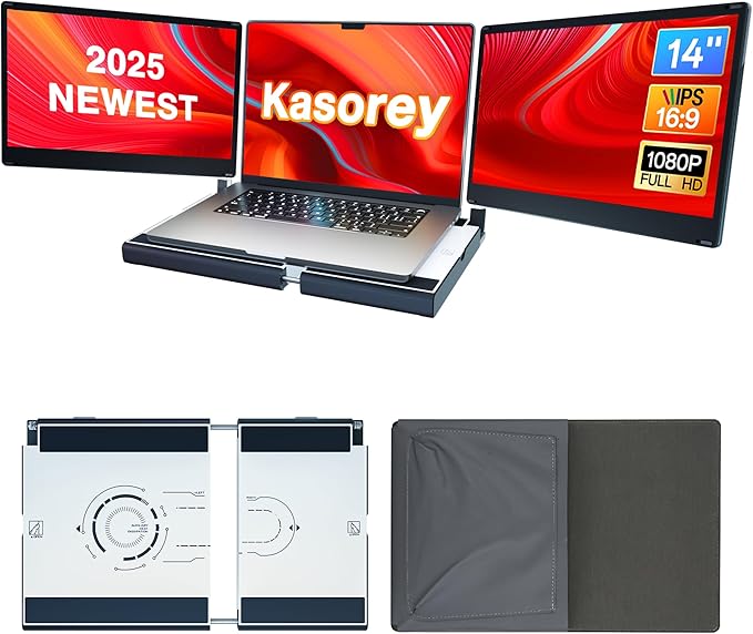2025 New Upgraded Laptop Screen Extender Portable Monitor,1080P FHD IPS Screen,Monitor Extender for Laptop,Fit for 13-17" Laptops, Plug & Play Compatiable with Wins/Mac/Android/Switch (Detachable 14")