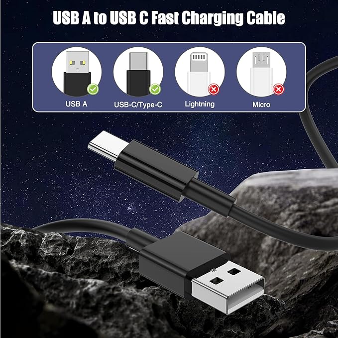 3-Pack Black [3.3FT+3.3FT+6FT] USB A to USB C Cable，USB to USB C Car Carplay Cable for iPhone 16 15 Pro Plus Pro Max，for iPad Pro/Air/Mini，for Samsung S24/S23/S22，for MacBook Pro/Air and More