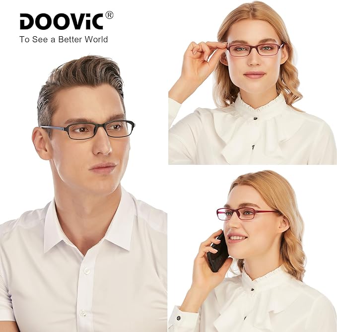 DOOViC 4 Pack Computer Reading Glasses Blue Light Blocking Anti Eyestrain Flexible Lightweight Readers for Women Men 2.5 Strength