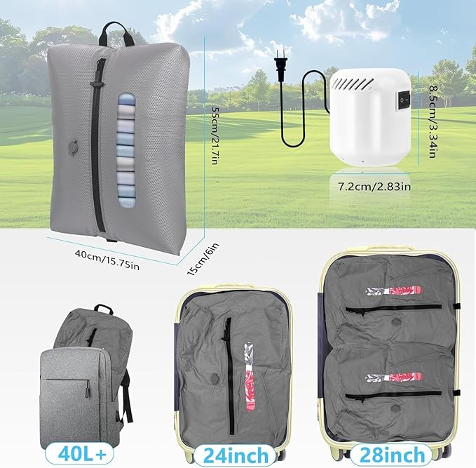 2025 Vacuum Bags for Travel with See-Through Window & 5KPa Pump Space Saver Vacuum Seal Bags for Clothing Travel IP67 Reusable Packing Organizers for Luggage, Backpack, Suitcase Grey 1PC+Pump
