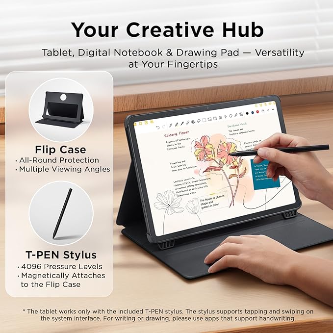 TCL NXTPAPER 11 Plus Android Tablet, 11.5" 120Hz 2.2K Drawing Pad & Digital Notebook, Stylus & Flip Case Included, NXTPAPER 4.0 Display, AI Tools, 8+8GB RAM, 256GB Storage, 8000mAh Battery, Onyx Black