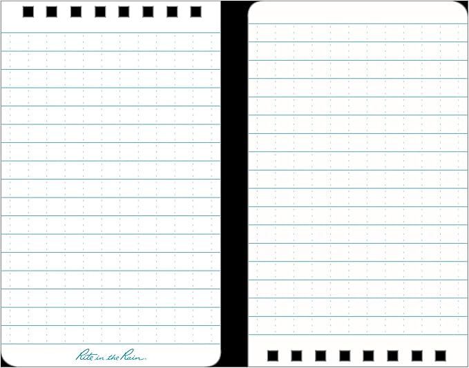 Rite in the Rain Weatherproof Top Spiral Notebook, 3" x 5", Blue Cover, Universal Pattern, 3 Pack (No. 235-3)