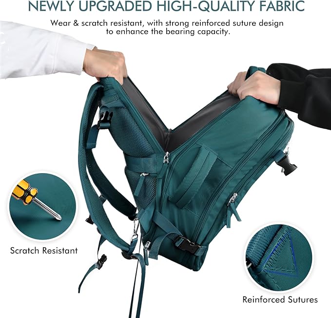 Beraliy Travel Backpack, Carry on Backpack, Airline Approved Personal Item Bag, 16 Inch Laptop Backpack, Waterproof Hiking Daypack Backpack, Weekender Bag, Peacock Blue