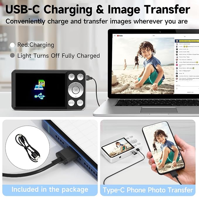 Digital Camera, Autofocus 4K 64MP Point and Shoot Digital Cameras for Teens with 64GB Card, 18X Zoom Anti-Shake Compact Video Camera for Student Kids Boys Girls Beginner - Black