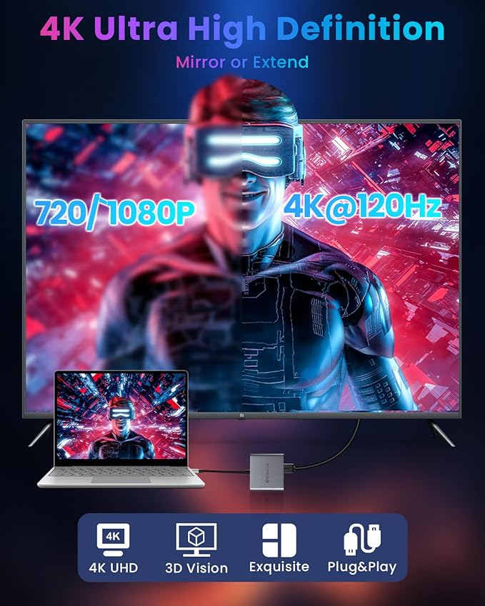 USB c to Hdmi Adapter 4k120Hz,Usbc HDMI with PD Charger HDMI to USBC Adapter, USB C Hub Multiport AV Converter Compatible with MacBook,Laptops, Switch 4K120Hz