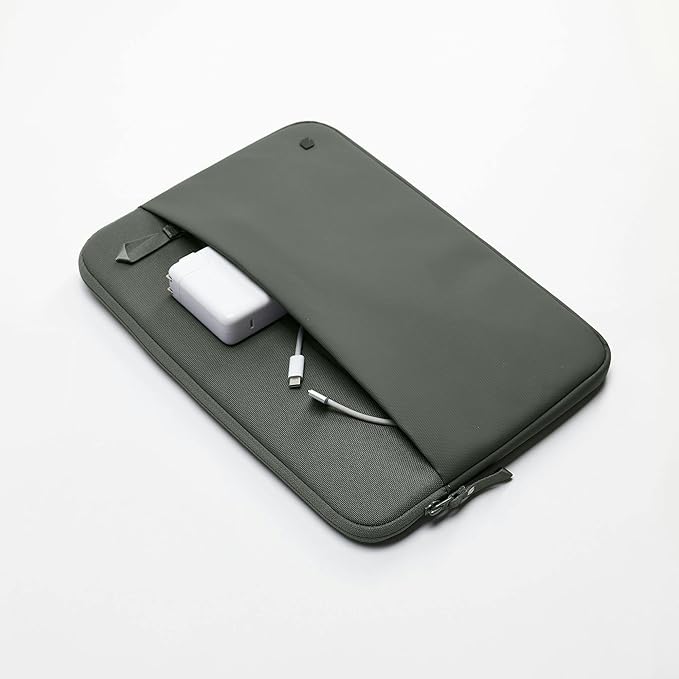 Incase A.R.C. Sleeve with ReSpun Recycled Polyester - 15 inch and 16 inch MacBook/Laptop & iPad/Tablet Case - Cushioned Faux Fur Lining, External Zippered Slip Pocket - Smoked Ivy