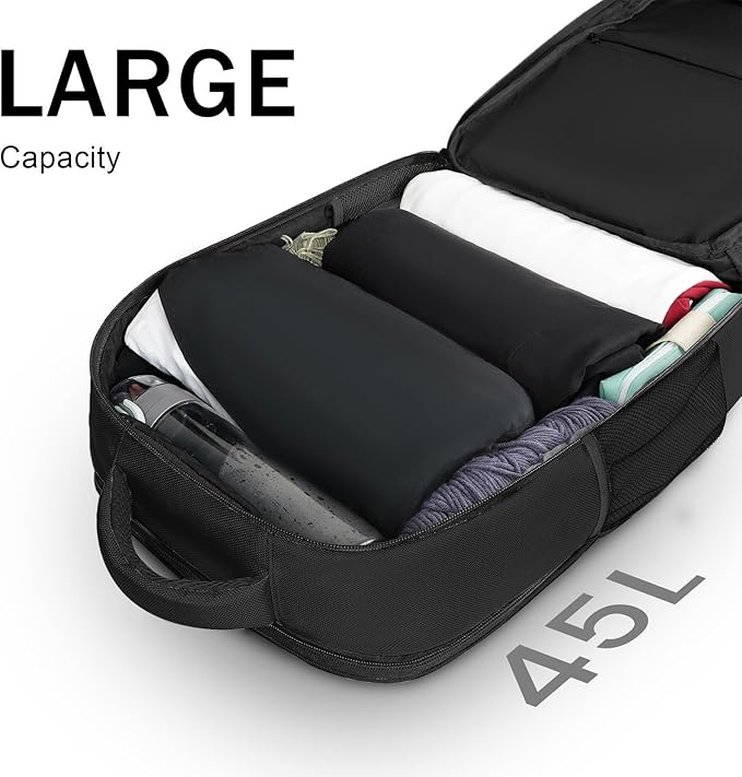 MATEIN Extra Large 45L Travel Laptop Backpack, Airline Approved Carry on Backpack with USB Port & Shoe Compartment, Water Resistant Luggage College Overnight Weekender Travel Bag Fit 18" Laptop, Black
