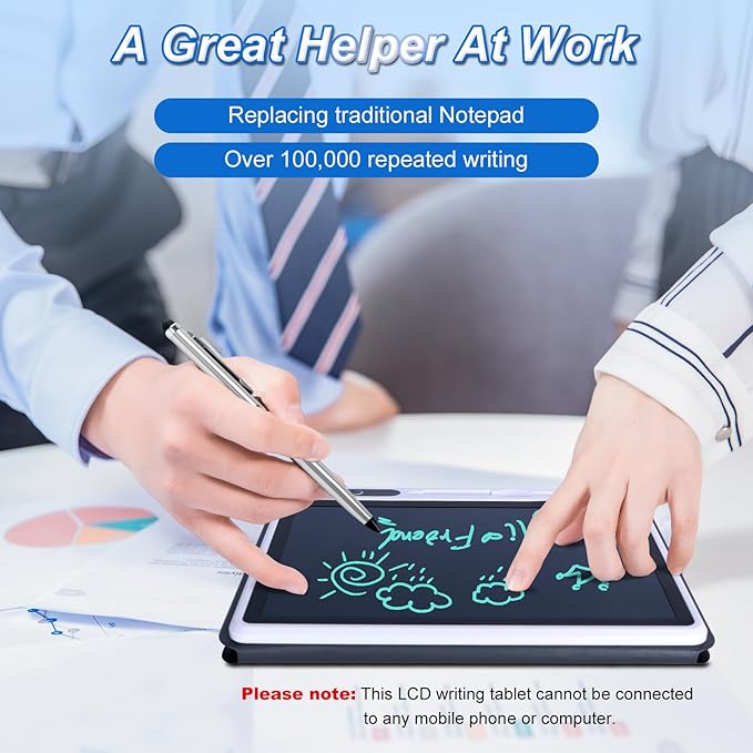 10 inch LCD Writing Tablet Electronic Writing Notebook with PU Protective Cover Erasable Drawing Pad Gift for Adults at Home Business Office(Black